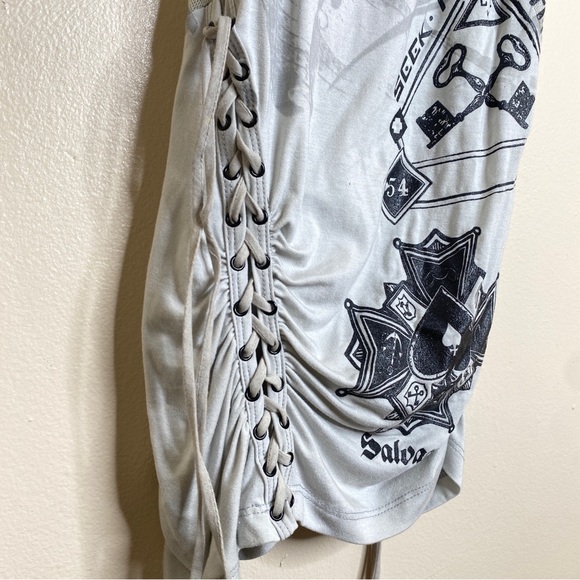 Salvage Y2K  Sexy Lace Up Print Statement Dress - Picture 4 of 14